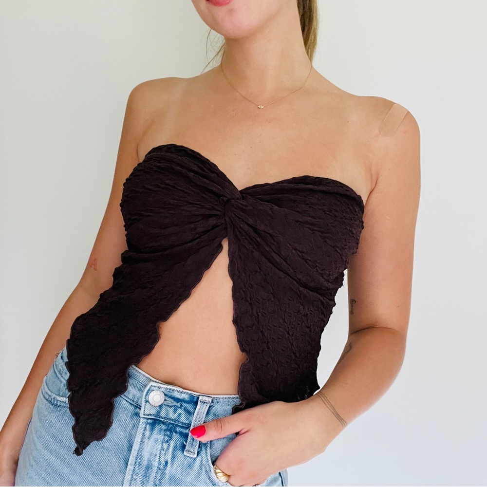 Strapless Crinkle Top
